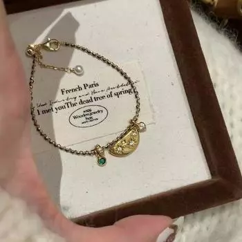 Винтажный средневековый плетеный браслет-астеризм «Улыбка» черного и золотого цвета, женский, в изысканном классическом стиле, элегантный, с изысканным ремешком для переноски S0017 Smile Star Bracelet