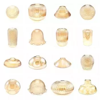 Винтажный стеклянный абажур E27, сменный 42 мм E26, ромбовидный узор в виде ананаса, желтый стеклянный колпак для подвесного освещения