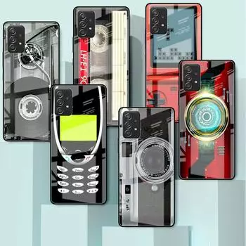 Винтажный стеклянный чехол-кассета для камеры Samsung Galaxy A52 A71 A50 A51 A70 A21s A31 A72 A10 A12 A30 A22 5G чехол для телефона Samsung A53 5G