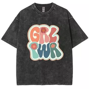 Винтажный стиль Алфавит Цветочный принт Женская футболка Унисекс Парная Свободная С коротким рукавом Хлопок Удобный топ Подростковая футболка S