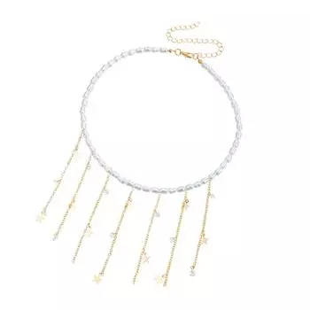 Винтажный стиль Барокко Вдохновленный Жемчужное Ожерелье с Замысловатыми Длинными Кистями Портативное для Свадеб и Вечеринок B