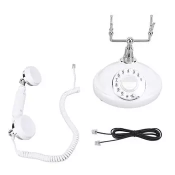Винтажный стиль Дисковый телефон Звонок Вкл Выкл Набор Повторный набор стационарного телефона Проводной настольный телефон для