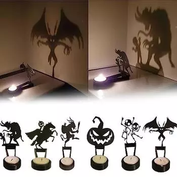 Винтажный стиль Хэллоуин забавная тень подставка подсвечник настольный декор A чёрный