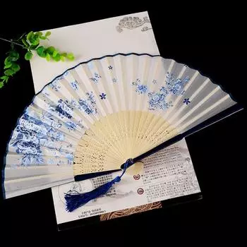 Винтажный стиль Китайский веер Подарочный веер для свадебной танцевальной вечеринки Складной веер с кисточками для девушек и женщин Реквизит для фотосъемки Домашний декор as the picture