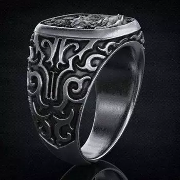 Винтажный стиль, панк, черный, серебристый цвет, духовный тотем убийцы драконов, кольцо из нержавеющей стали, мужской свадебный подарок, ювелирные аксессуары 11 серебряный