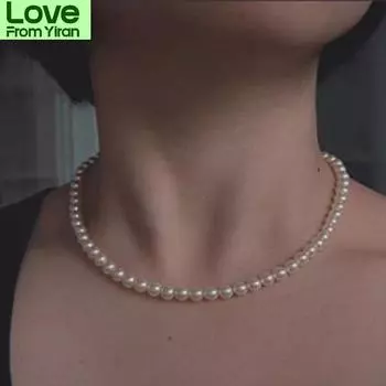 Винтажный стиль Простой 6 мм жемчужный цепной чокер ожерелье для женщин свадебное ожерелье с подвеской в виде ракушки модные ювелирные изделия оптом