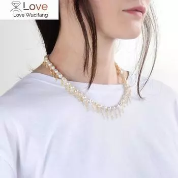 Винтажный стиль Простой пресноводный жемчужный цепной чокер ожерелье для женщин свадебные кисточки жемчужные модные ювелирные изделия оптом подарки 38cm