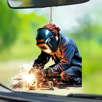 Винтажный стиль Рабочий сварной акриловый кулон 2D подвесное украшение идеально подходит для сезонных украшений, идеально подходит для подарков на осень-зиму, Хэллоуин, Рождество A