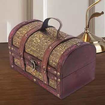 Винтажный стиль ручной работы деревянная шкатулка небольшой сундук с сокровищами многофункциональный портативный органайзер для ювелирных изделий чехол для