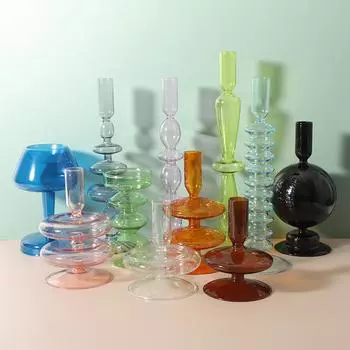 Винтажный стол, центральная часть, подсвечник, ваза, стеклянные подсвечники, скандинавские