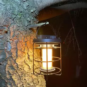 Винтажный светодиодный фонарь для кемпинга, USB перезаряжаемый светильник для кемпинговой палатки, уличный декоративный подвесной фонарь чёрный