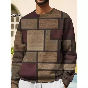Винтажный свитер для мужчин с длинным рукавом, 3D-лоскутная графическая одежда большого размера, осенняя одежда, пуловер с круглым вырезом, мужские толстовки с капюшоном 3XL