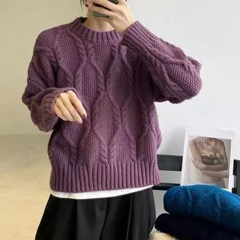 Винтажный свитер из жареного теста Twists, женская свободная верхняя одежда, осень и зима, новый утолщенный трикотажный свитер, короткий топ, универсальный one size белый