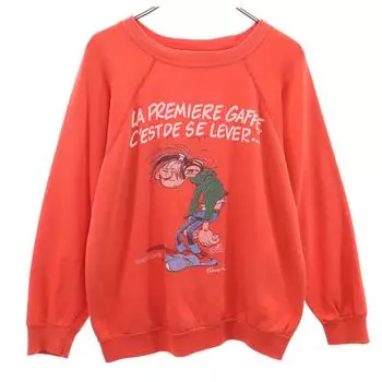 ВИНТАЖНЫЙ свитшот реглан с длинным рукавом Gaston Lagaffe 80-х годов L Красный Мужской Б/У