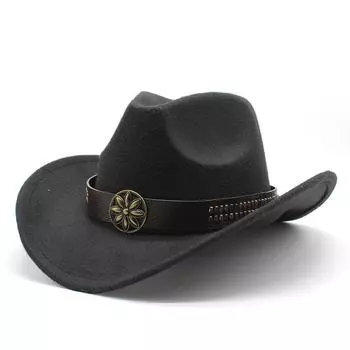 Винтажный тибетский цилиндр Guoluo, западная ковбойская шляпа, аксессуары в виде головы быка, фетровая шляпа, мужские и женские шляпы в этническом стиле M56-58cm красный