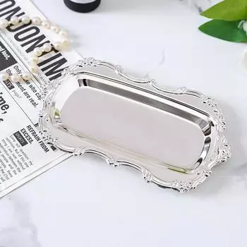 Винтажный тисненый поднос, сервировочное блюдо для десертов, органайзер для хранения ювелирных изделий, тарелка для закусок для декора обеденного стола