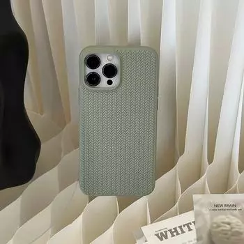 Винтажный тканый чехол для телефона с узором для iPhone 15 14 13 12 11 Pro Max Plus, однотонный противоударный бампер, мягкие силиконовые задние чехлы For iPhone11 Pro Max