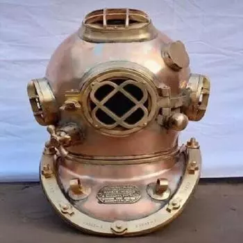 Винтажный тяжелый цельномедный темно-синий латунный шлем для дайвинга Mark V