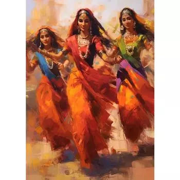 Винтажный Традиционный Индийский Женский Народный Танец Постер Красивая Индийская Женщина Искусство Холст Картина Настенный Принт Картина Комната Домашний Декор 21cm30cm NoFrame