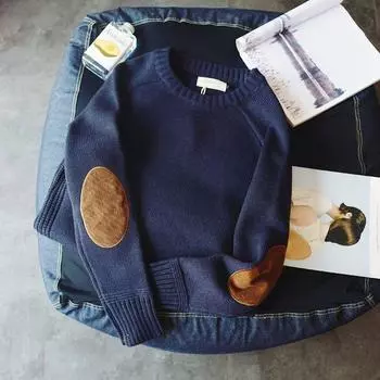 Винтажный тренд мода осень зима свитера мужские однотонные с круглым вырезом нашитки дизайн смарт-кэжуал длинный рукав тонкие пуловеры вязаный топ S красный