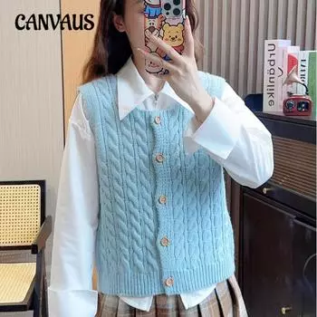 Винтажный трикотажный жилет с круглым вырезом, женский весенний короткий срез, однобортный свитер, кардиган, плечи One Size абрикосовый