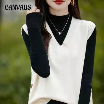 Винтажный трикотажный жилет с V-образным вырезом, женская верхняя одежда на весну и осень, однотонный повседневный свитер, жилет на плечо S темно-синий