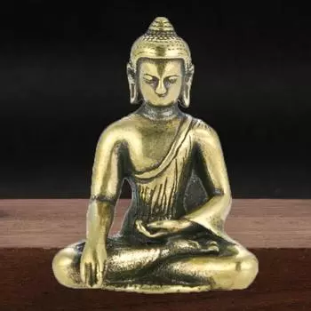 Винтажный твердый латунный медный Будда Шакьямуни Тонкая работа Ручная работа Миниатюрные Будды Миниатюрные украшения для автомобилей Будда Офис