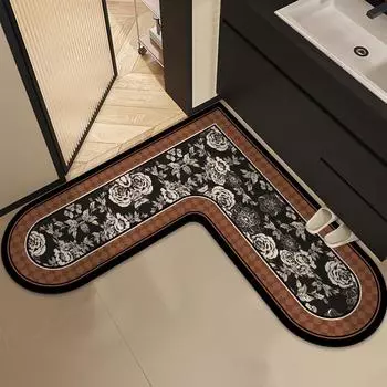 Винтажный угловой коврик для ванной в форме сердца: Водопоглощающие, нескользящие, высококачественные материалы 70x70cm [Upgraded Thickened Diatom Mud]