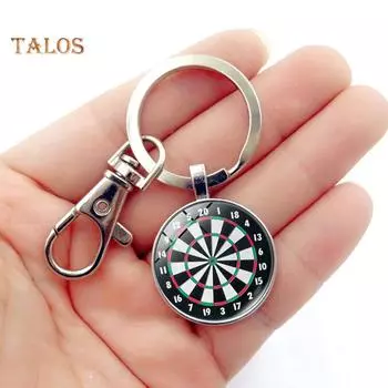 Винтажный унисекс дартс кулон брелок для ключей держатель подвесная сумка орнамент серебряный