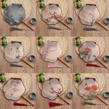 Винтажный веер Ручные веера Ретро Цветочный веер Полупрозрачная длинная ручка Ручной танец в китайском стиле Fa 12