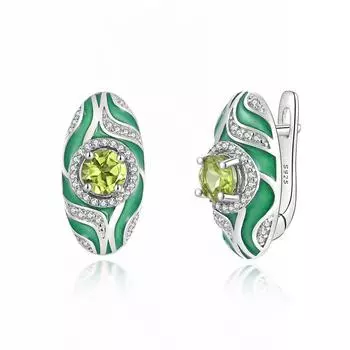 Винтажный великолепный дизайн, серьги с натуральным зеленым перидотом, серебро 925 пробы, модные женские подарки на годовщину, день рождения и праздники M зелёный