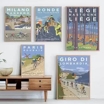 Винтажный велосипедный гоночный велосипедный спортивный постер, холст, картина, скандинавский велосипедист, путешествия, настенное искусство для современной гостиной, украшение для дома 21x30cm No Frame