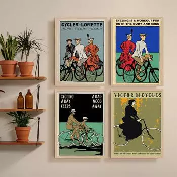 Винтажный велосипедный холст с принтом плакат французский ретро велосипед подарок настенные художественные принты репродукция модный домашний бар Настенный декор 21x30cm No Frame