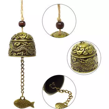 Винтажный ветряной колокольчик из цинкового сплава по фен-шуй, подвесное украшение для дома, подвеска, благословение на удачу, подвеска для автомобиля, поделки, декор Loong