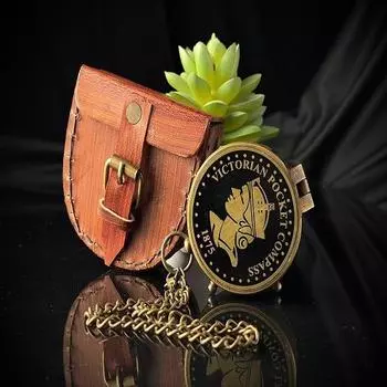 Винтажный викторианский карманный компас, латунный компас с цепочкой в футляре, морской коллекционный декоративный подарок