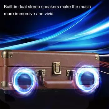 Винтажный виниловый проигрыватель BT, фонограф, USB-запись, 33/45/78 об/мин, поддержка 7/10/12-дюймового винила коричневый