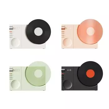 Винтажный виниловый проигрыватель динамик BT беспроводные цифровые часы USB перезаряжаемый Bluetooth динамик для дома D White