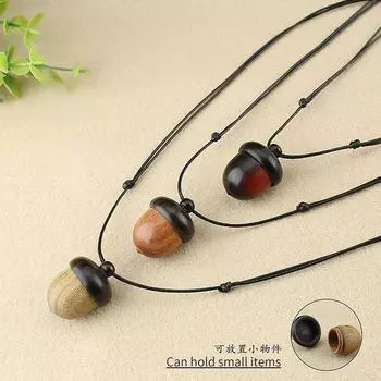 Винтажный винтовой кулон в виде желудя из черного дерева, коробка Gawu, длинное ожерелье, сосновая шишка, желудь, дизайнерские ювелирные изделия, художественные украшения для бутылок желаний