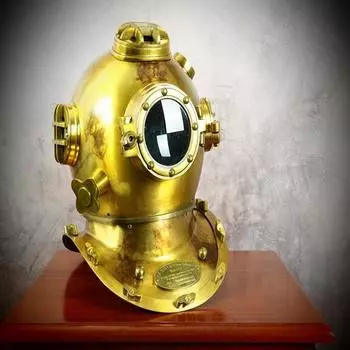 Винтажный водолазный шлем Mark V Navy Diving Helmet 1897, латунь, медь