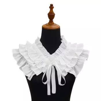 Винтажный воротник-оборка с рюшами, женский французский воротник-стойка, плиссированный многофункциональный фальшивый воротник-оборка, декоративная шаль белый