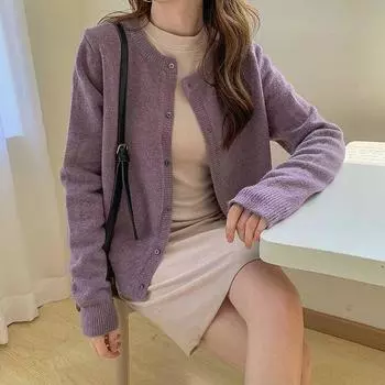 Винтажный вязаный кардиган женский осенне-зимний свободный верхняя одежда свитер кардиганы длинный рукав вязаный свитер куртка женская модная одежда 25282 One Size чёрный