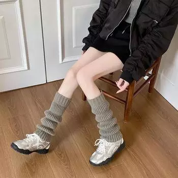 Винтажный вязаный комплект носков-фонариков для женщин, утолщенные и теплые носки для осени и зимы в японском стиле JK Style, набор для пикантных женских носков One size fits all чёрный