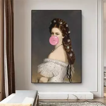 Винтажный забавный художественный постер, измененный винтажный жевательная резинка, женский художественный принт, городской декор, холст, картина для дома, гостиной, спальни для девочек 21cm30cm NoFrame