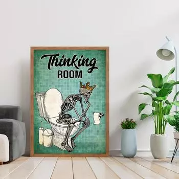 Винтажный забавный скелет, картина маслом, печать, настенный художественный постер для ванной комнаты 21cm30cm NoFrame