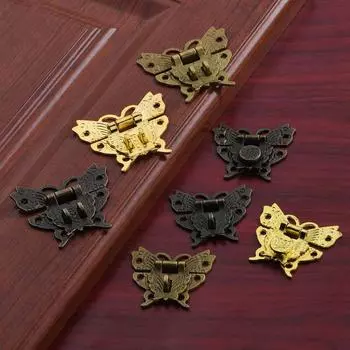 Винтажный замок-бабочка, антикварная бронзовая защелка, высококачественная ювелирная деревянная шкатулка, замок для шкафа, декоративная фурнитура, аксессуар