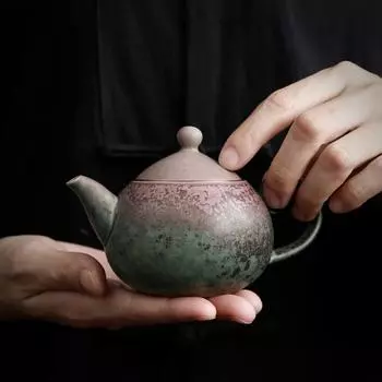 Винтажный заварочный чайник Грубая керамика Ржавая глазурь Одиночный чайник Керамический чайный набор в стиле кунг-фу