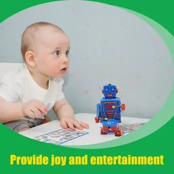 Винтажный заводной робот-барабанщик, ностальгическая весенняя заводная жестяная игрушка-робот, коллекционная фигурка, настольное украшение, подарок для мальчиков и девочек синий