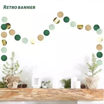 Винтажный зеленый круглый цветок, детский день рождения, украшение для магазина, баннер, цветок