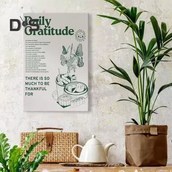 Винтажный зеленый вдохновляющий плакат с позитивной цитатой, ежедневная благодарность, домашний офис, гостиная, эстетический настенный художественный холст, постер, украшение 20*25cm A