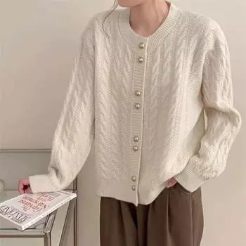 Винтажный жареный крученый джемпер с золотыми пуговицами, легкий ветер, круглый вырез, однотонный дизайн, свитер, топ S оранжевый